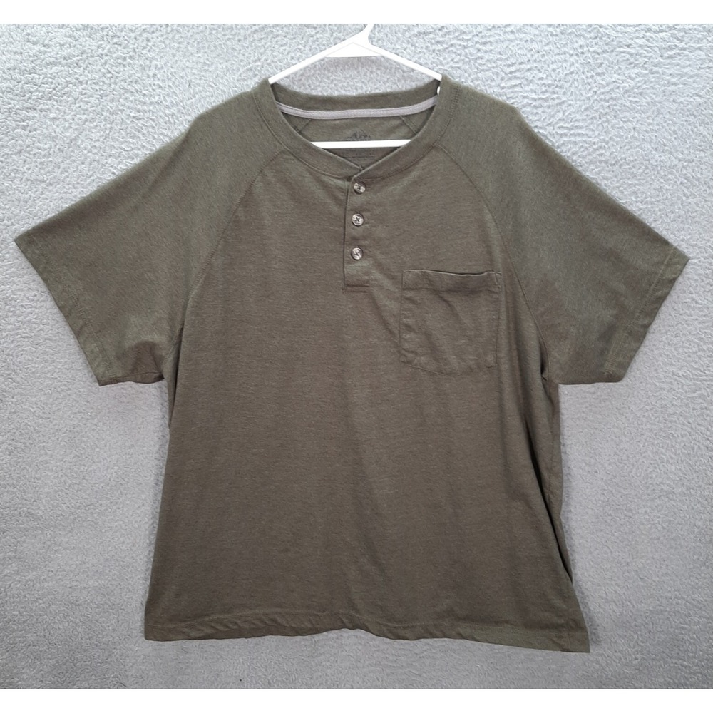 Old Mill Shirt Adult 2XL XXL Green‎ Henley Workwear Chore Barn Outdoors Mens